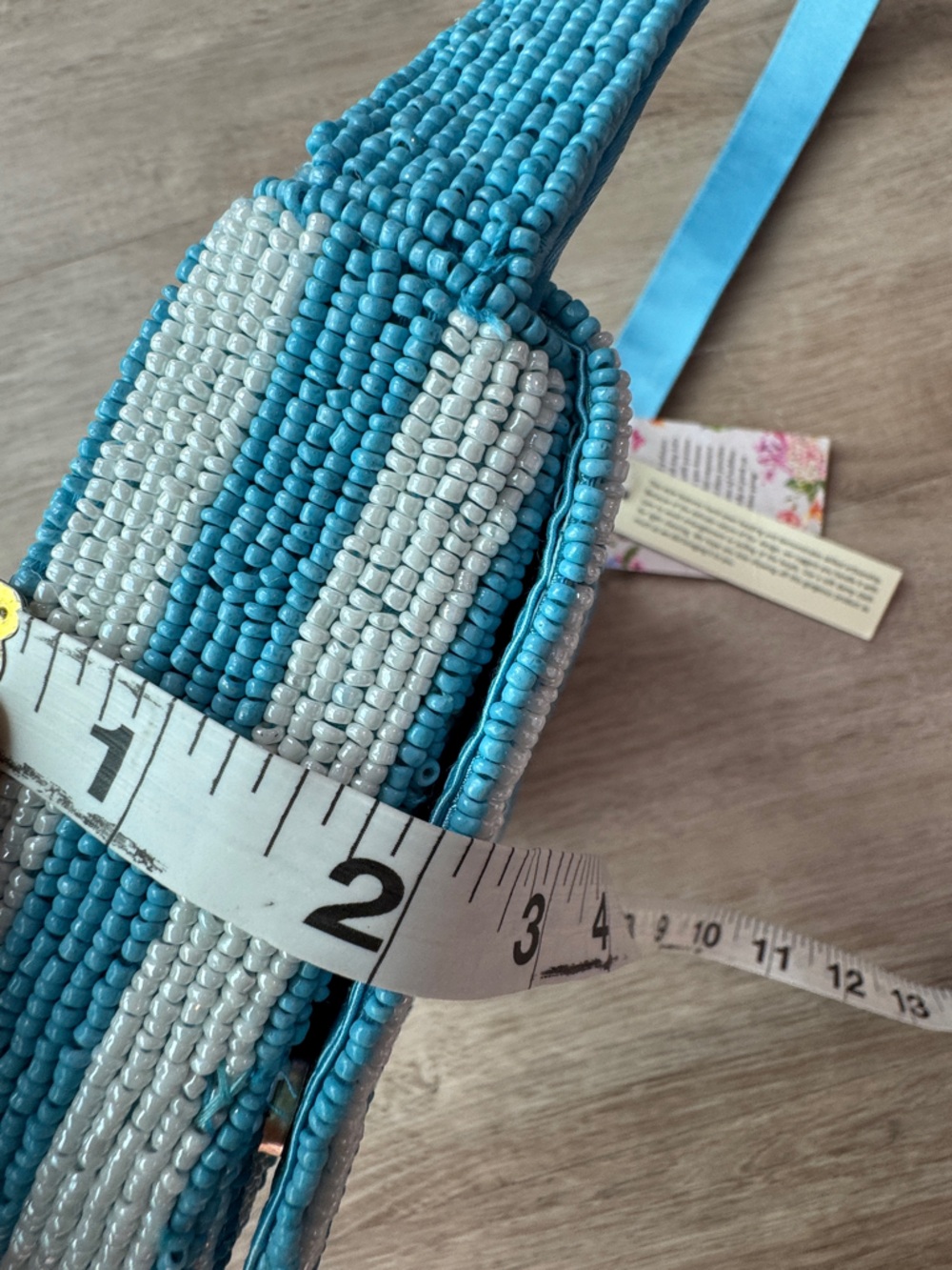 Handcrafted in India Blue Striped Vegetable Beaded Bag Viral TikTok NWT - Picture 15 of 16